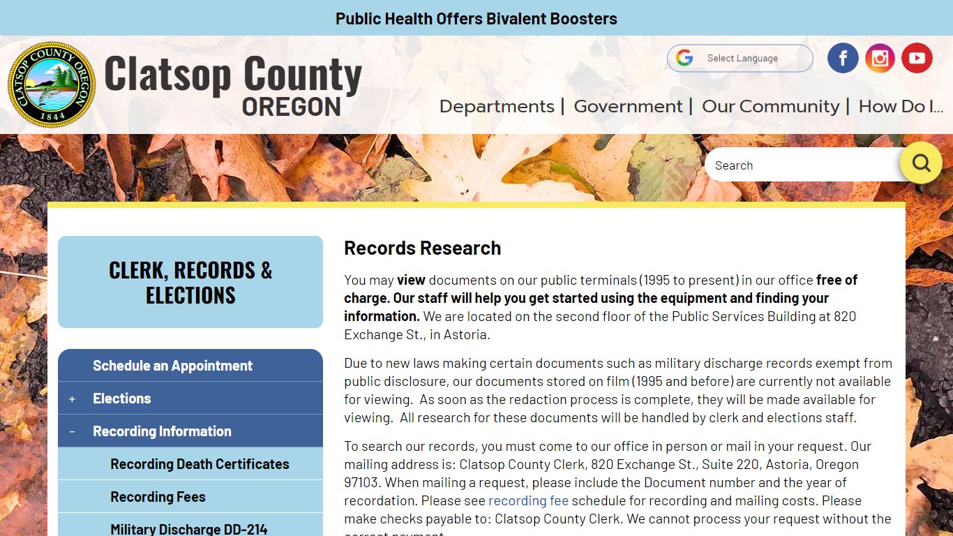 Records Research | Clatsop County Oregon