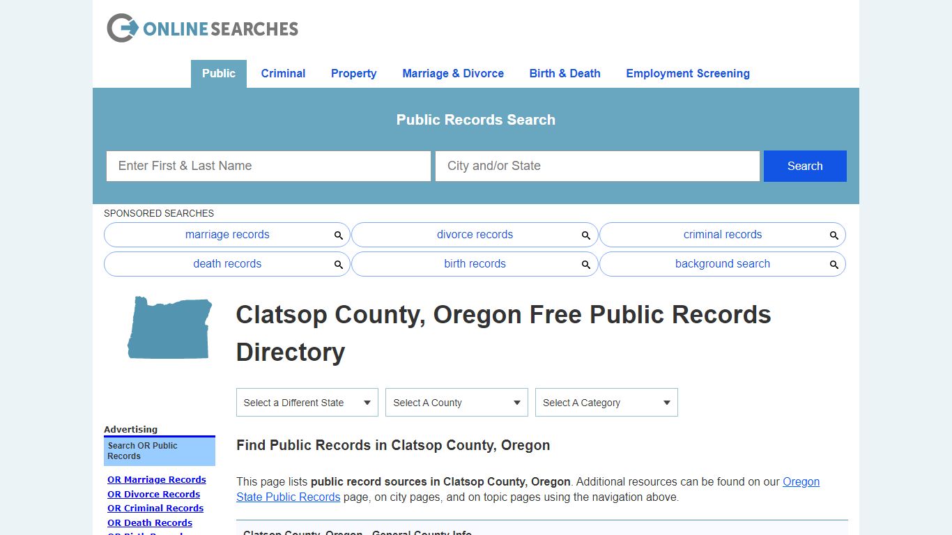 Clatsop County, Oregon Public Records Directory - OnlineSearches.com