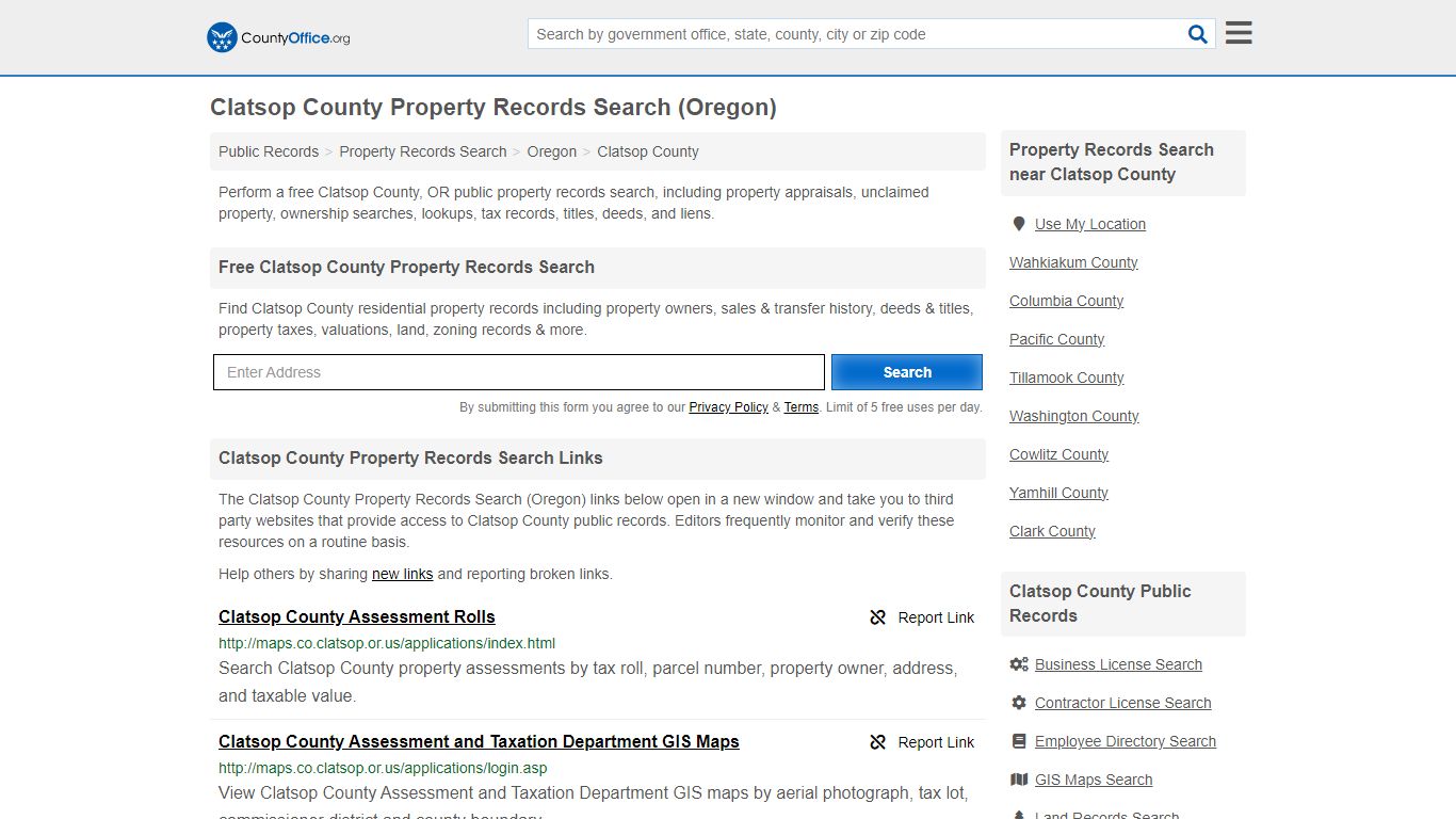 Clatsop County Property Records Search (Oregon) - County Office